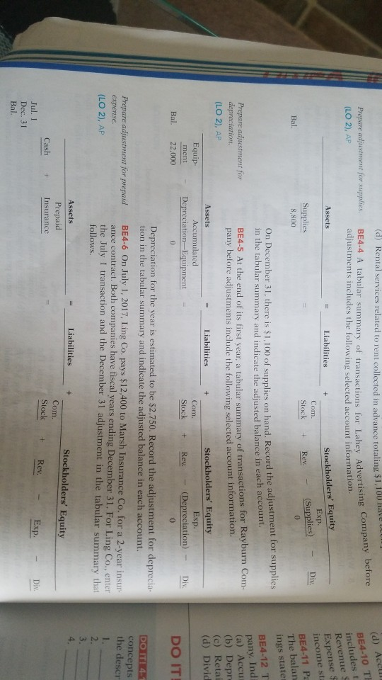 help with BE 4-4, BE 4-5, & BE 4-6. That's all