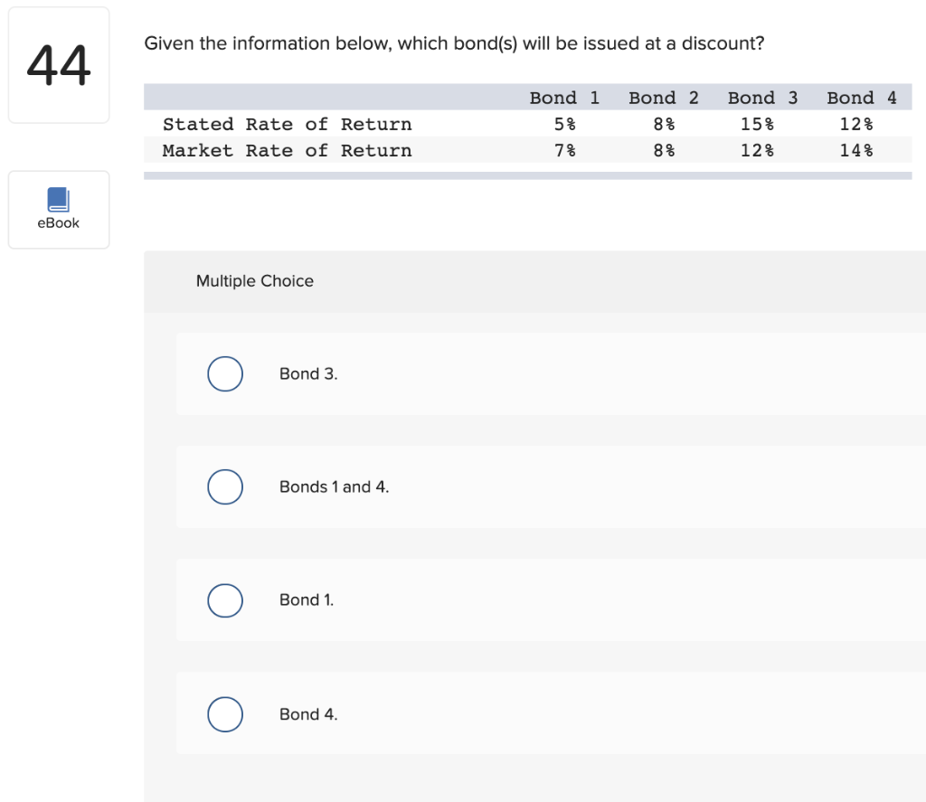  Given the information below, which bond(s) will be issued at a