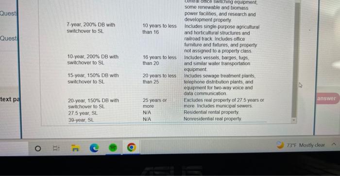 is seven years. The expected market (salvage) value is $250 at the