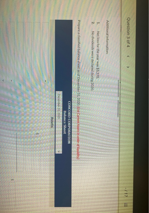 trial balance of Concord Corporation at December 31, 2020, Debit Credit $