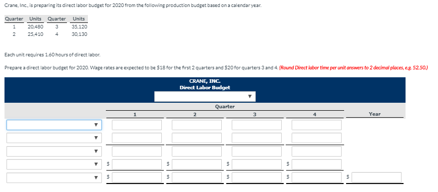  optios for the first column, Crane, Inc. is preparing its direct