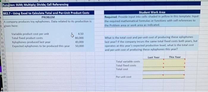  Fune flon: SUM; Multiply; Divide: Cell Refereneing BE2.7- Uing Exeel to