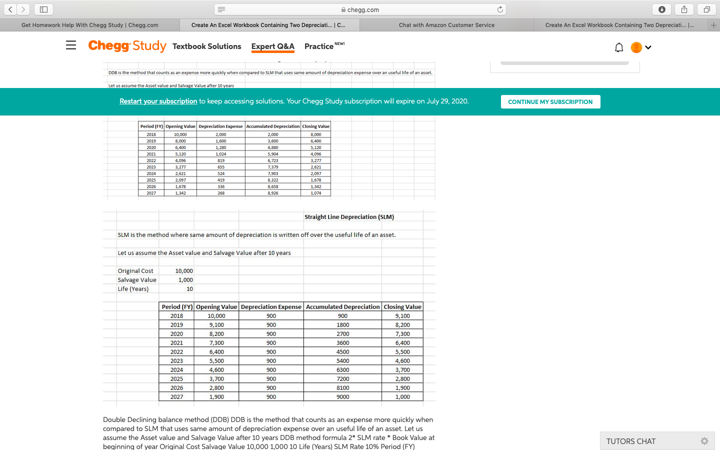 a separate spreadsheet. One template should be a SL depreciation schedule and