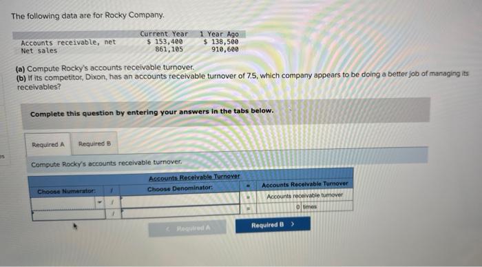  help with this questionn The following data are for Rocky Company.