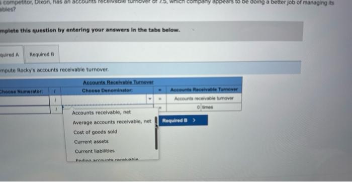 an accounts receivable turnover of 7.5, which company appears to be doing