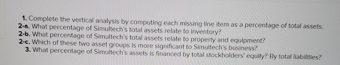 as a percentage of total assets. 2-a. What percentage of Simultech's total