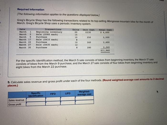 Required information [The following information applies to the questions displayed below.) Greg's
