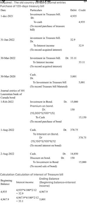 Question 1: (18 points) The Old Country Company purchased the following instruments