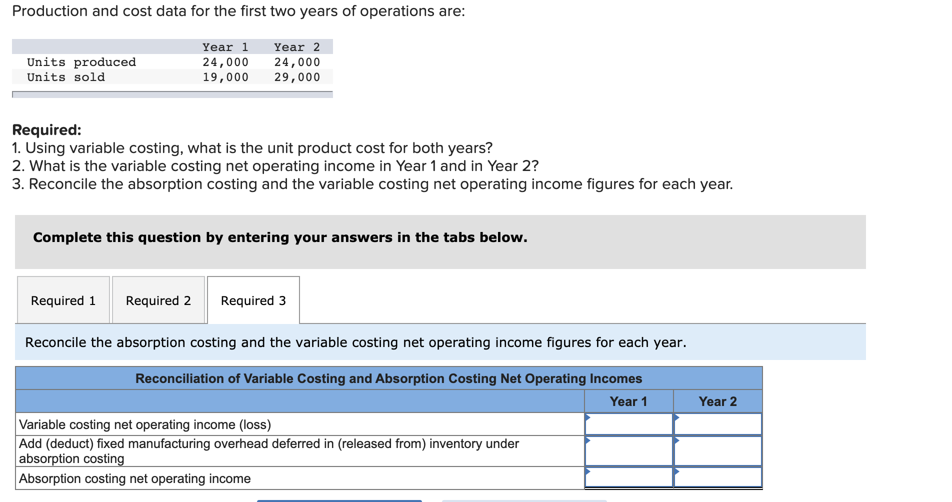 During Heaton Company's first two years of operations, it reported absorption costing