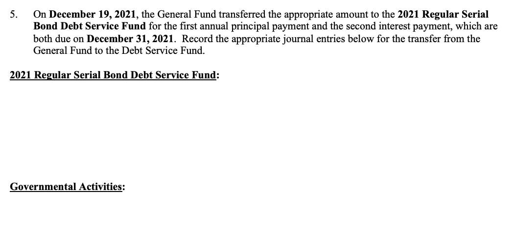 in general journal form related to the debt activities of the City