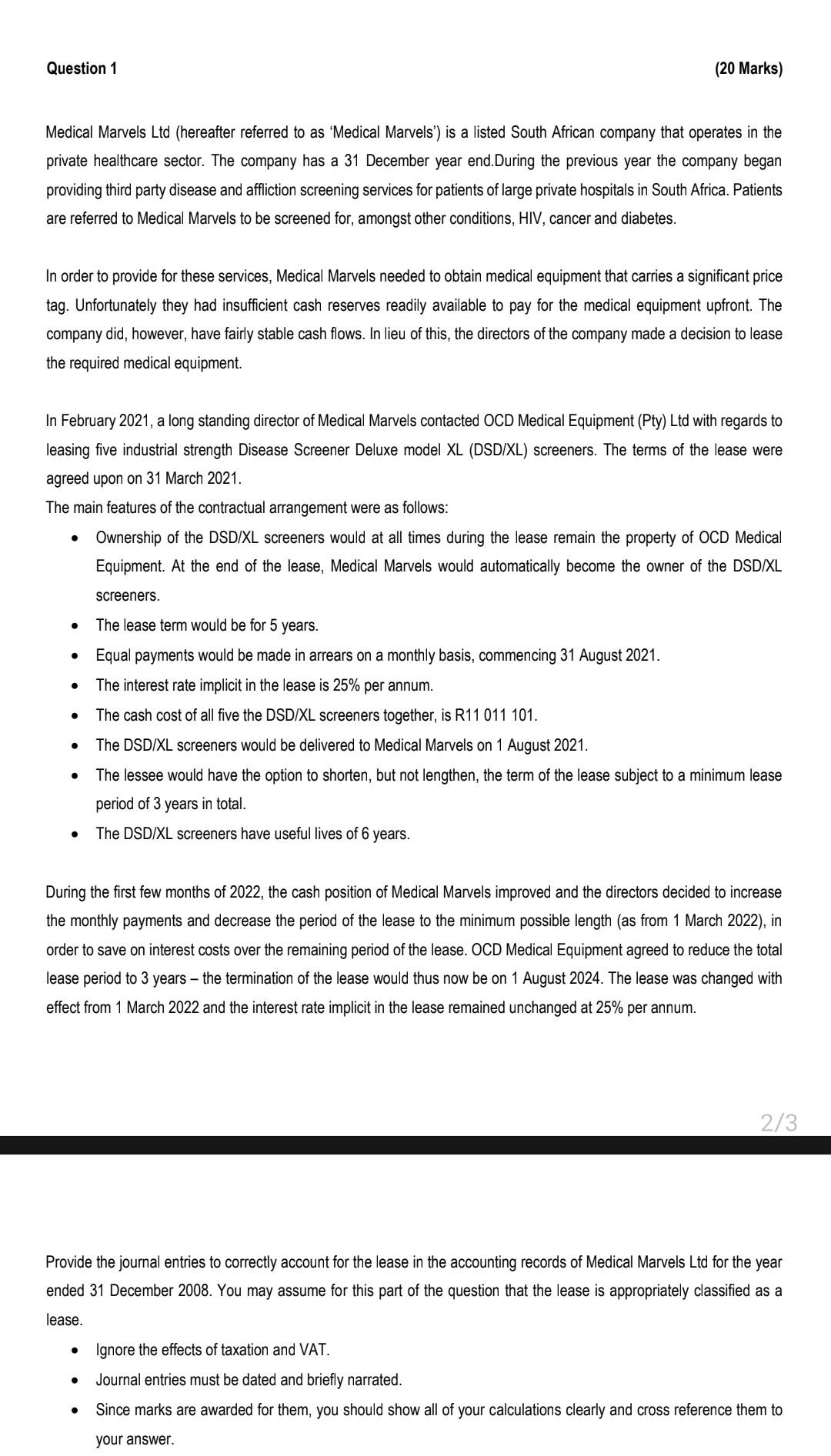 there is no other information from my assignment Question 1 (20