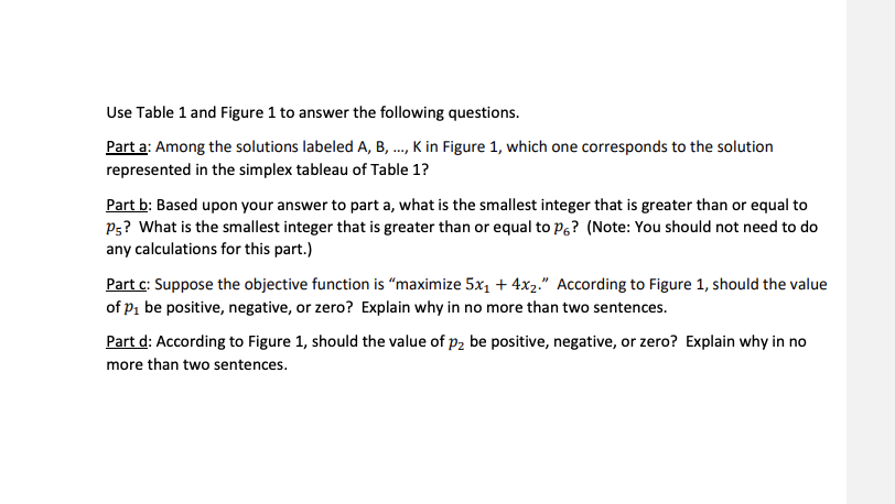 depicts a simplex tableau below for a maximization LP, in which some