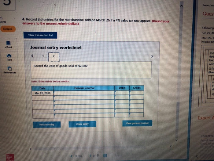 company sold merchandise' with a $2,002 cost for $2,850 on credit to
