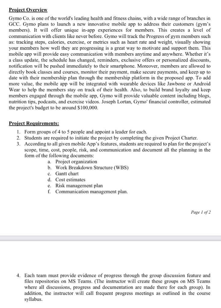 Here is the project charter template I need yo to provide me