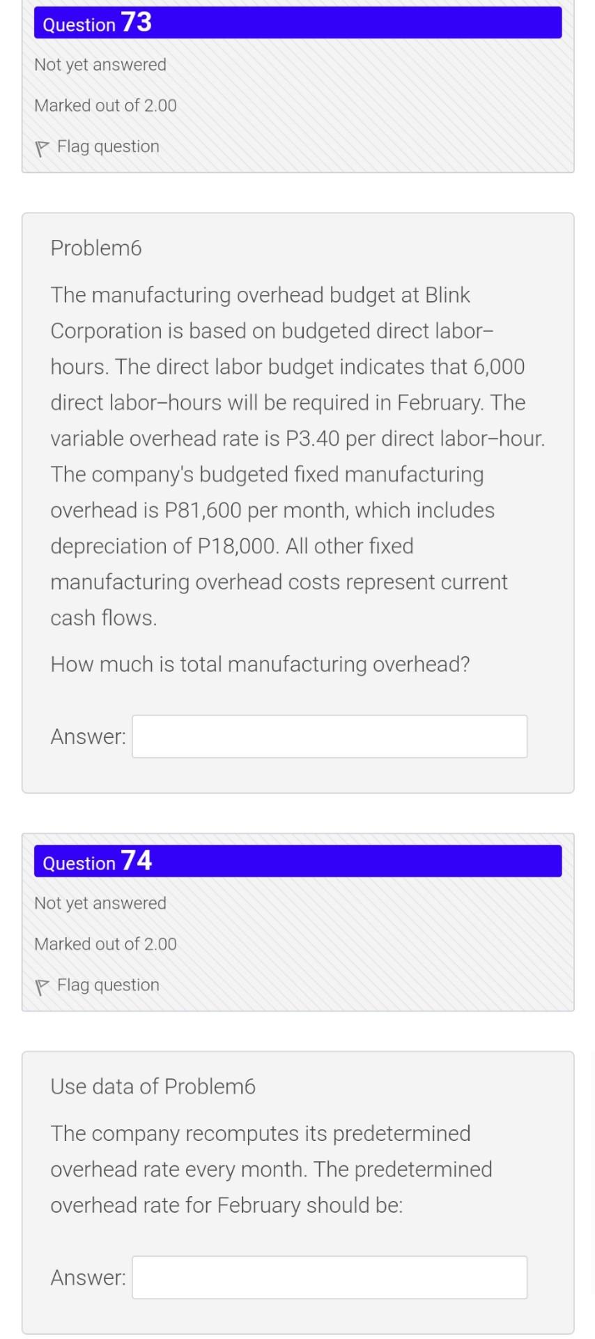 Not yet answered Marked out of 2.00 P Flag question Problem4 For