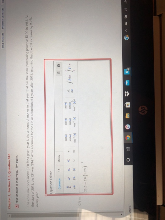  PRINTER VERSION Chapter 1, Section 1.5, Question 016 X] your answer