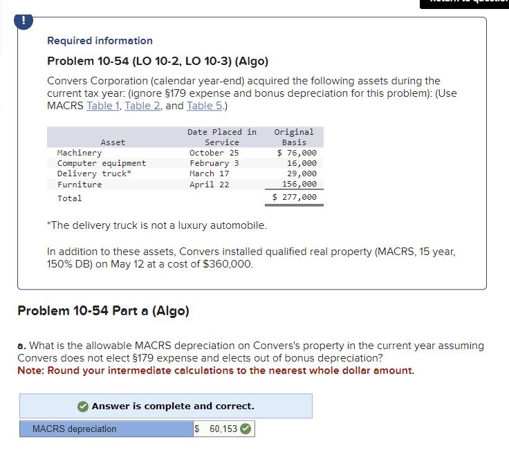 Hello, I need some help figuring out the MACRS depreciation for part