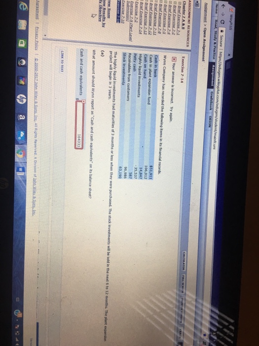  ASSIGNMENT RESOURCES open Assionanent Chapter ZAAB Exercise 7-14 Your answer is