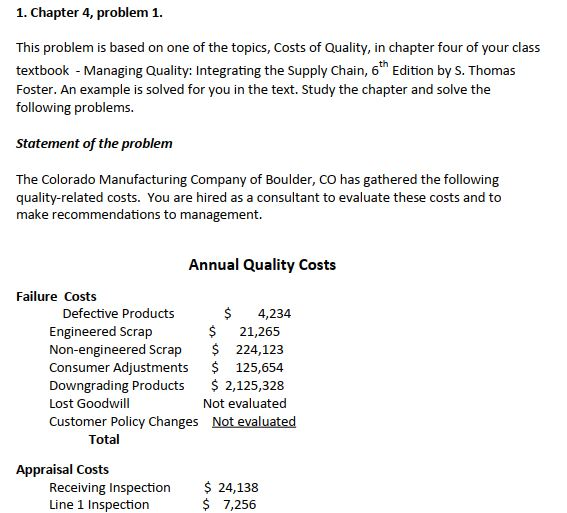  1. Chapter 4, problem 1. This problem is based on one