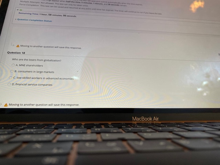  Multiple Attempts Not allowedThis can b e Remaining Time: 1 hour,