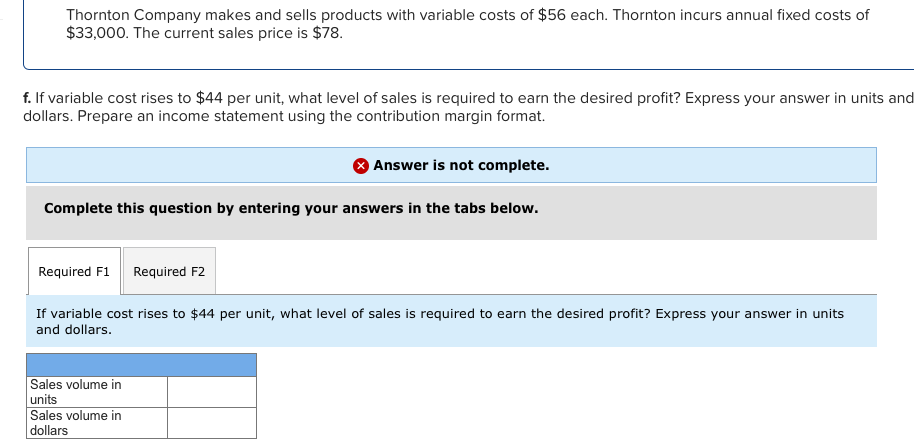 level of sales is required to earn the desired profit? Express your