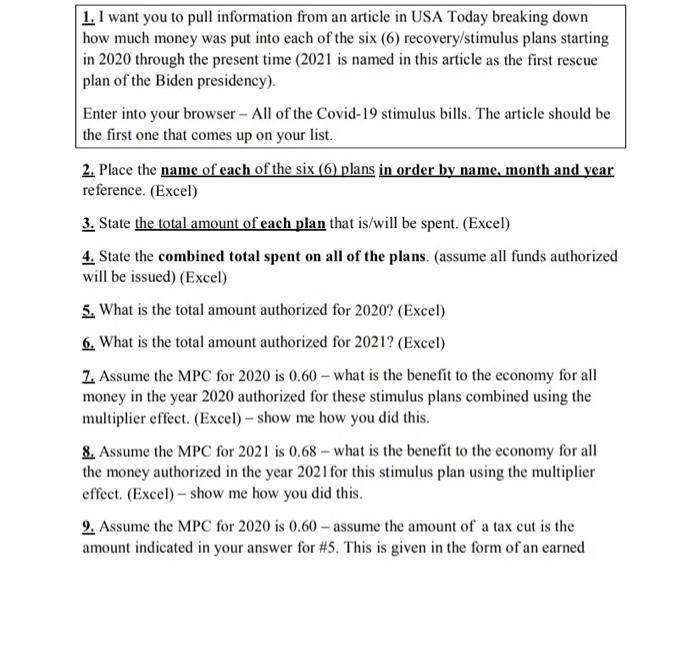  1. I want you to pull information from an article in