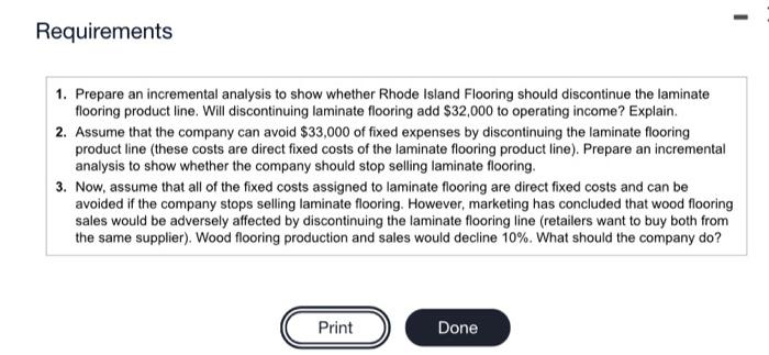 please complete all will upvote:))) Requirements 1. Prepare an incremental analysis to