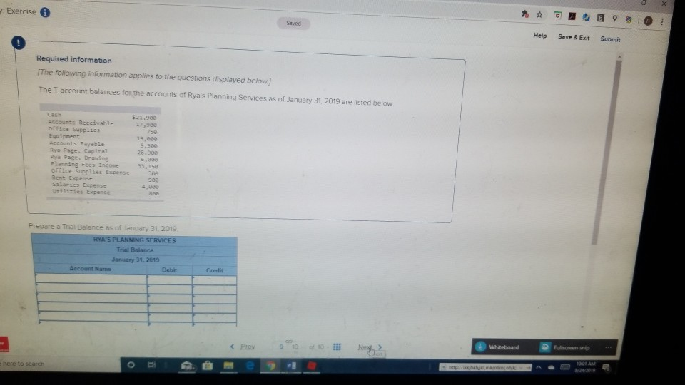 Exercise Sayed Help Save & Exit Submit Required information The following