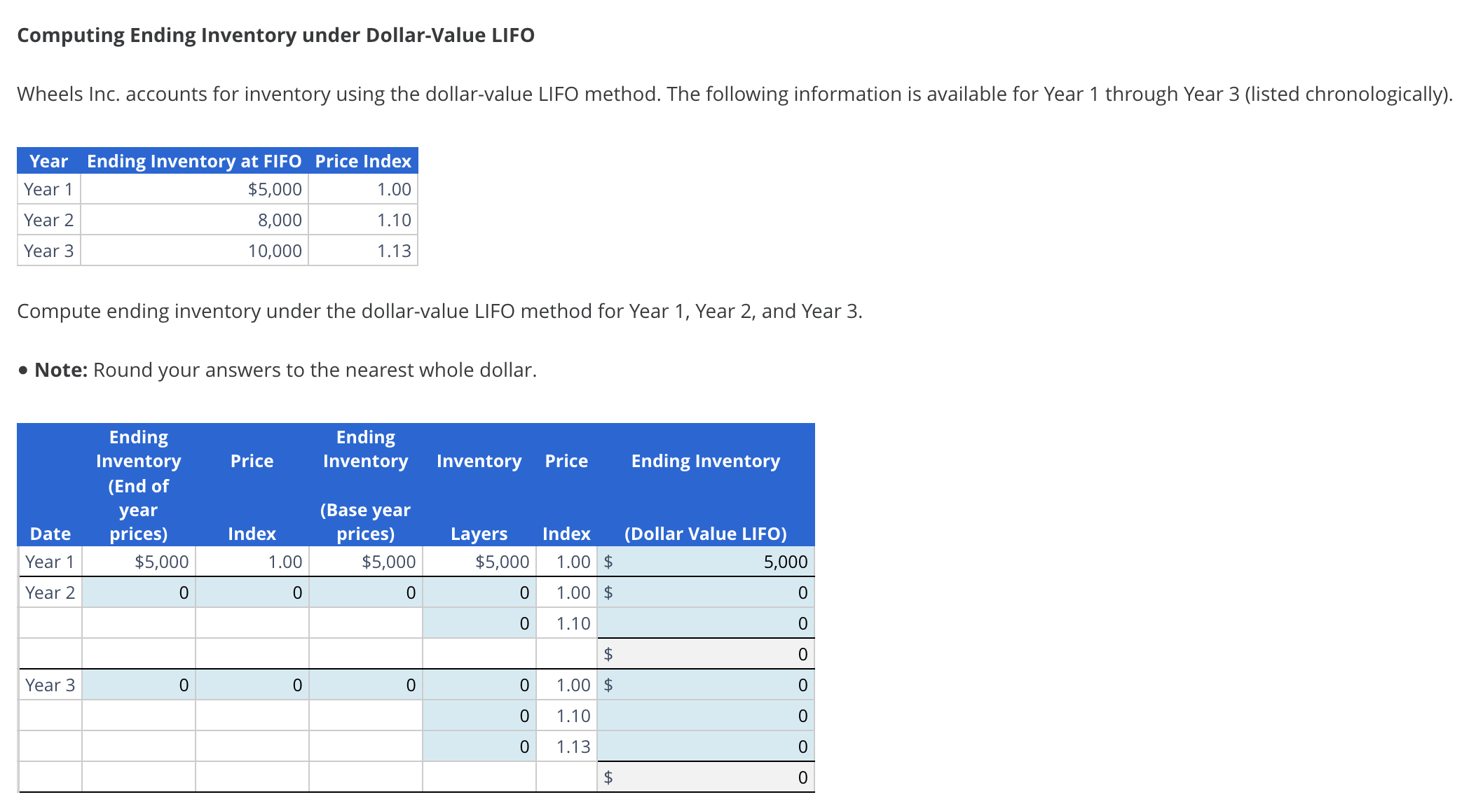  Computing Ending Inventory under Dollar-Value LIFO Wheels Inc. accounts for inventory