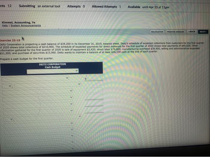  ints 12 Submitting an external tool Attempts o Allowed Attempts 1