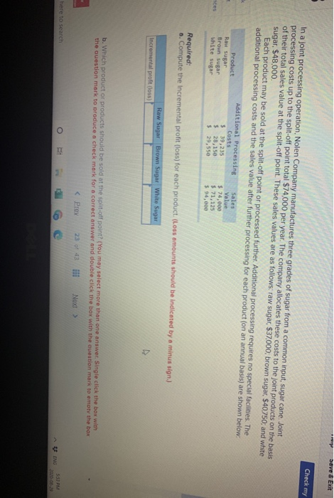  PEP Save & Exit Check my In a joint processing operation,