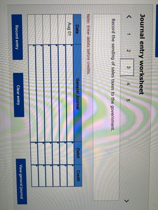 tax collected from the sale to the government. Record entries for the
