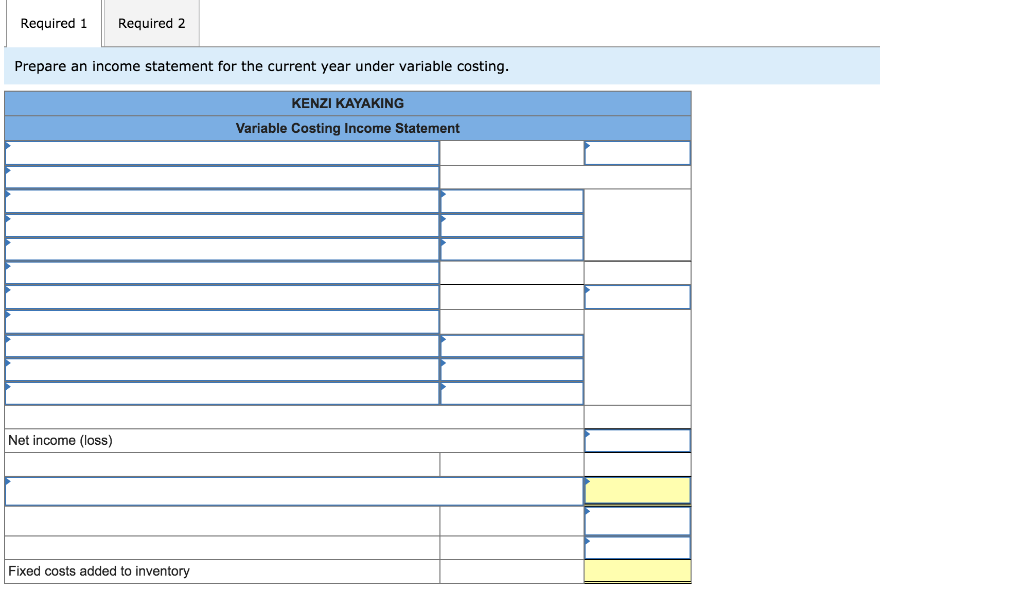 manufacturer of kayaks, began operations this year. During this first year, the