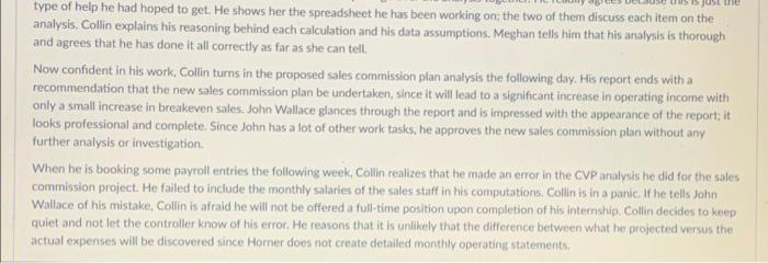 in this situation? 2. What are Collin Hoffman's responsibilities as a management