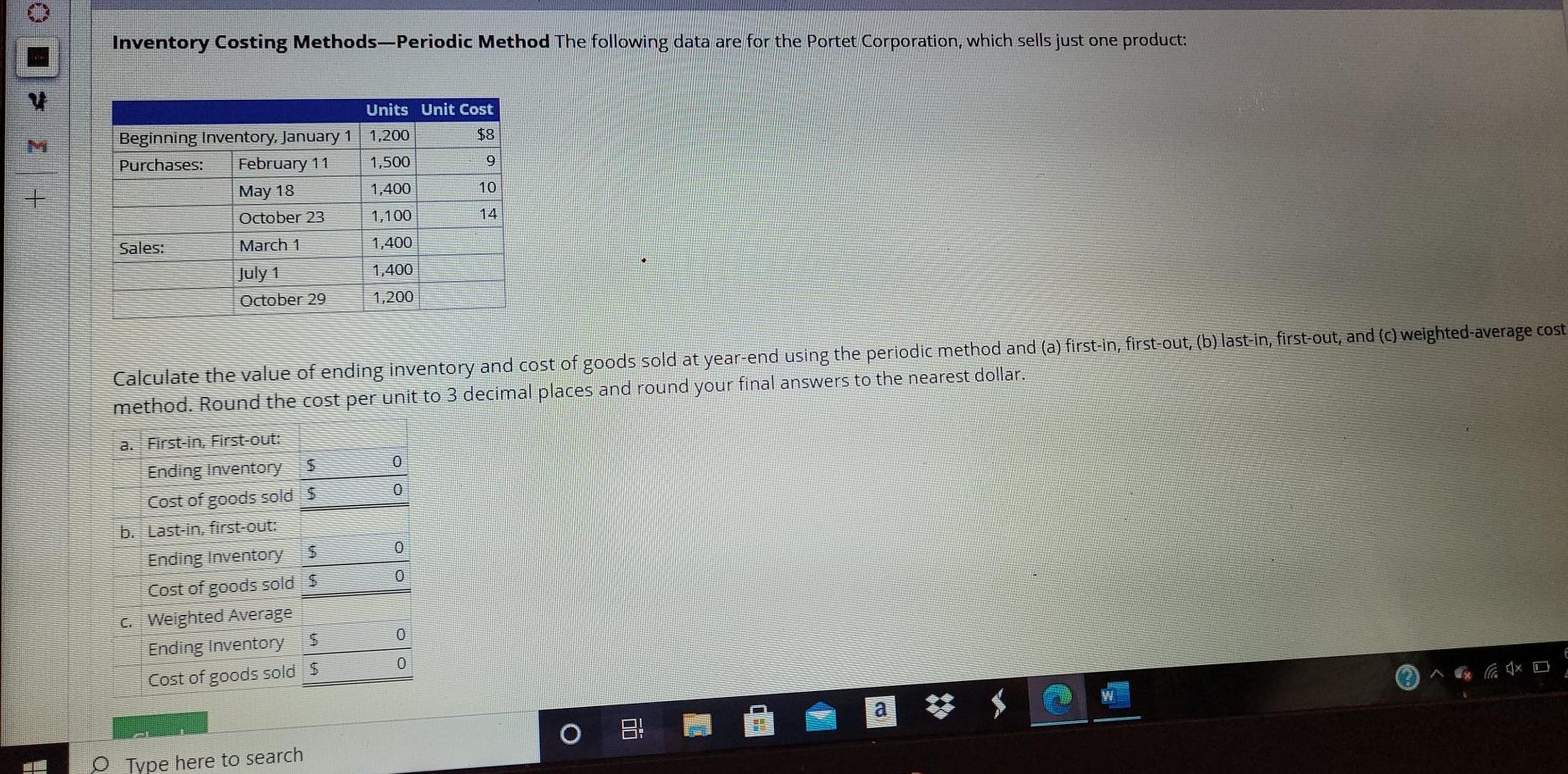  Inventory Costing MethodsPeriodic Method The following data are for the Portet