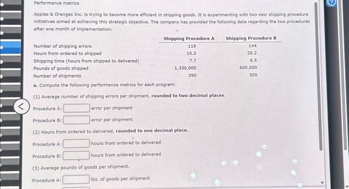  Apples \& Oranges Inc. Is trying to become more efficient in