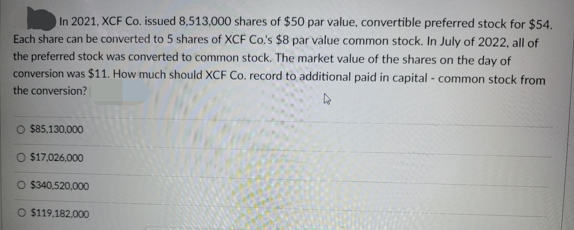  In 2021, XCF Co. issued 8,513,000 shares of $50 par value,