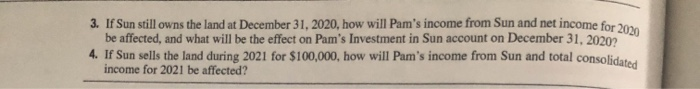 intercompany sale of land Sun Corporation is a 90 percent-owned subsidiary of