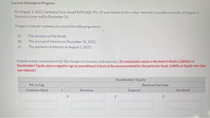$496,800.9%, 10-year bonds at face value. Interest is payable annually on August