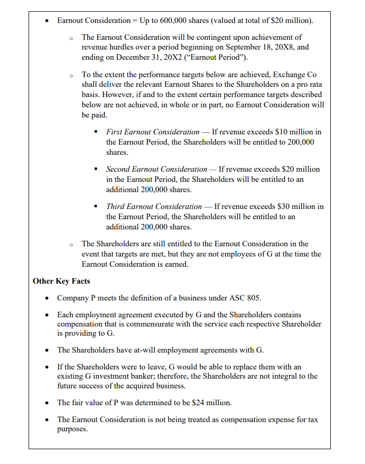 Payments to Employees or Selling Shareholders in a Business Combination Company G