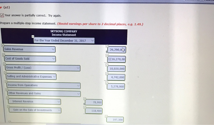 following information is related to Skysong Company for 2017. Retained earnings balance,