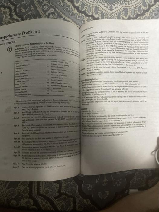  omprehensive Problem y Rentals De Mine Accounting Cycle Problem G play