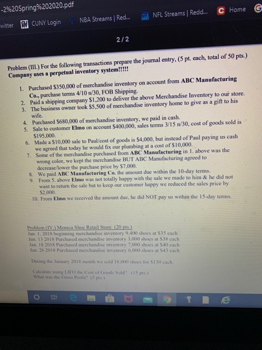 Login NBA Streams | Red... Adjunct Instructor: James Gee Semester: Spring 2020