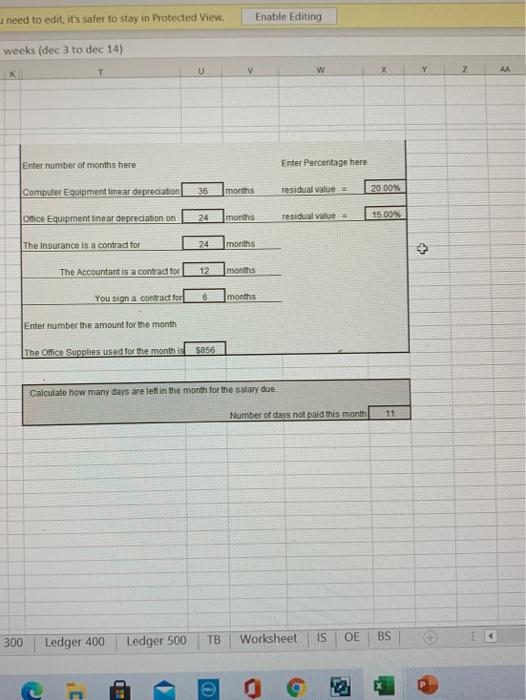 You pay salaries expenses (secretary) 2 weeks (dec 3 B D F
