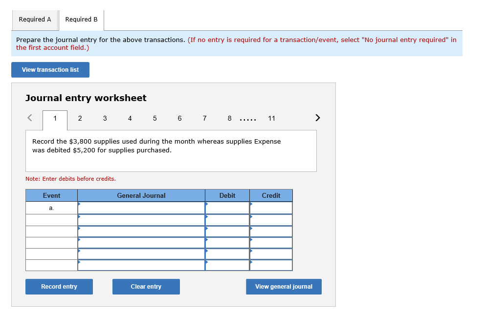 if any, of the transaction entry or adjustment on the appropriate balance
