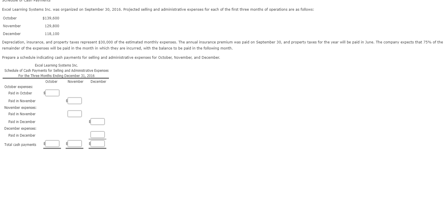 Slieuule Ul CdSil Payments Excel Learning Systems Inc. was organized on