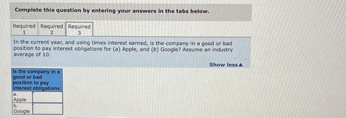 data shown for each company. 2. In the current year, and using