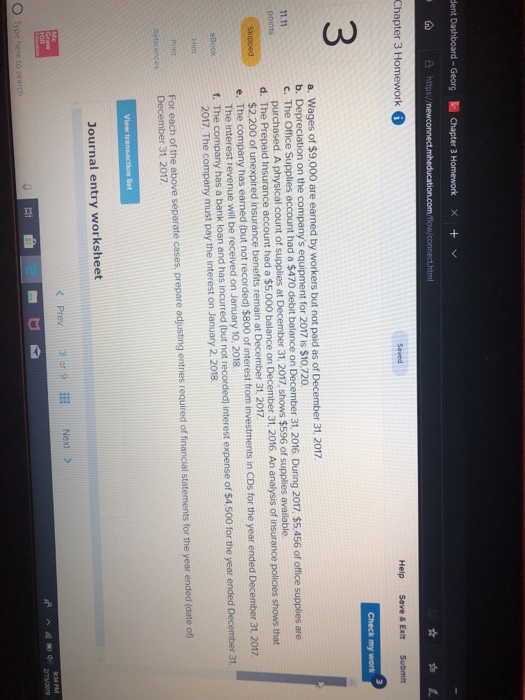 dent Dashboard-Georg Chapter 3 Homework x+ he https Chapter 3 Homework