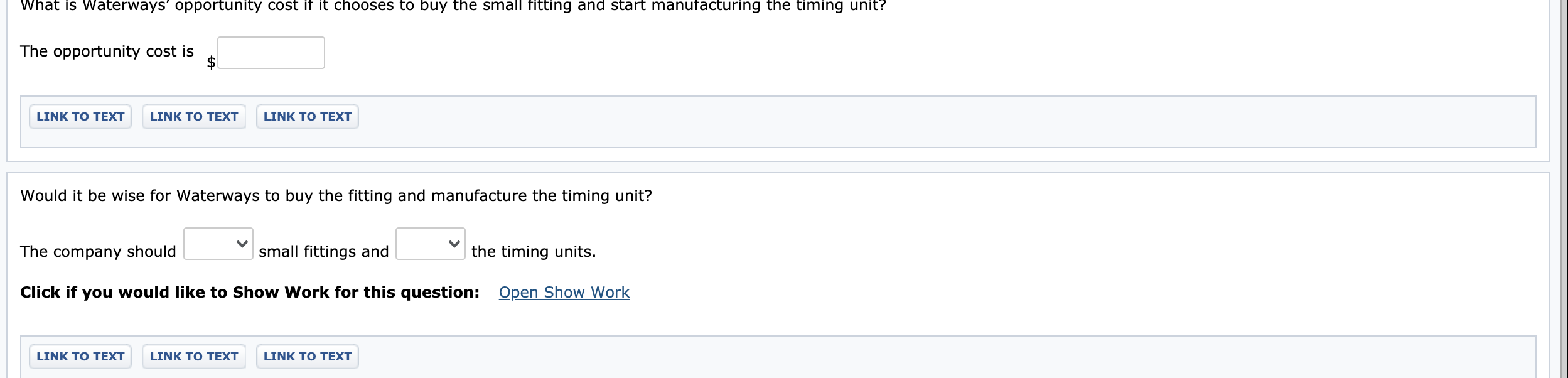 small fitting it now manufactures at a cost of $1.00 per unit