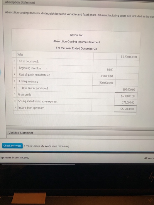 panels to complete the following table for the original production level. Then